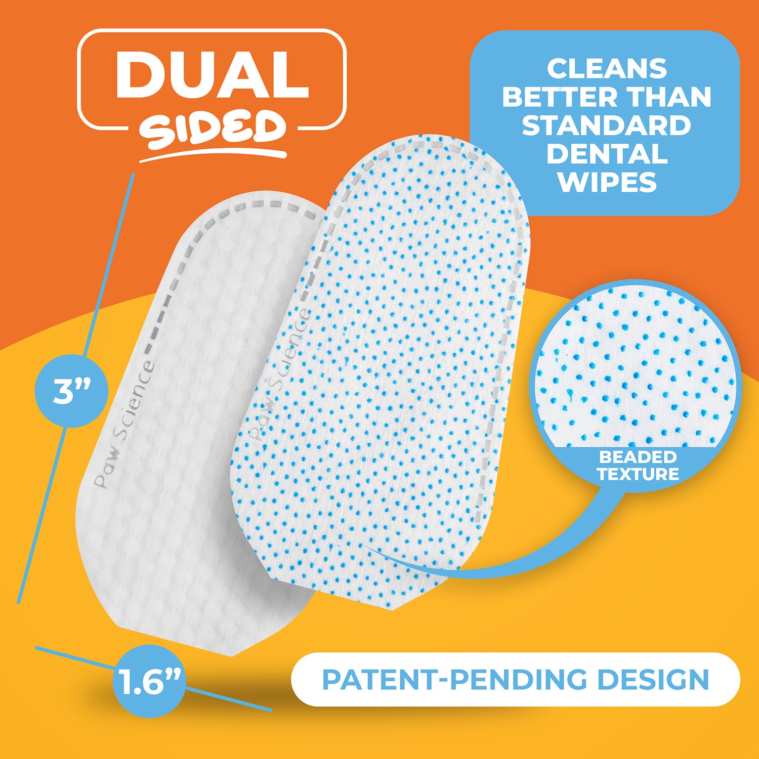 Paw Science Dental Finger Wipes for Dogs and Cats - Unscented (50 Wipes)